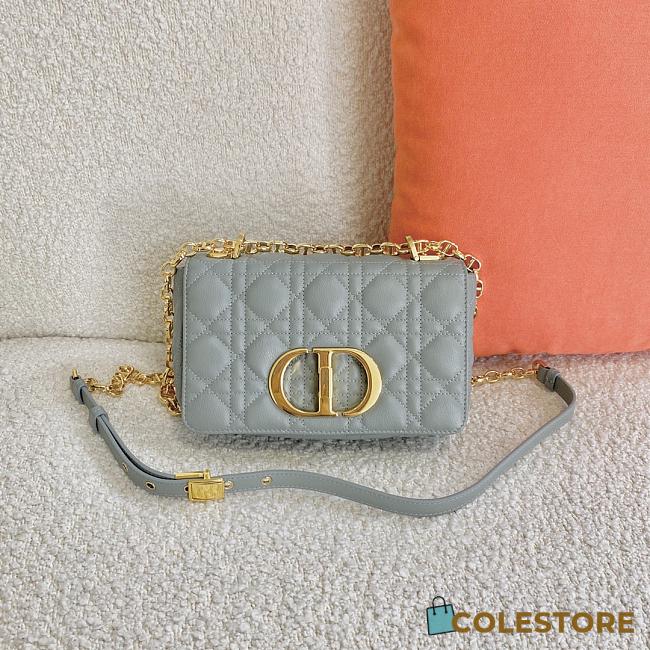 Small Dior Caro Bag With Grey Calfskin Golden Chain 621200 Size: 20×12×7cm - 1