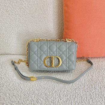 Small Dior Caro Bag With Grey Calfskin Golden Chain 621200 Size: 20×12×7cm