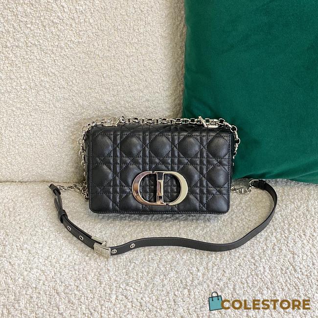 Small Dior Caro Bag With Black Calfskin Silver Chain 621200 Size: 20×12×7cm - 1