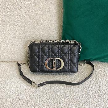 Small Dior Caro Bag With Black Calfskin Silver Chain 621200 Size: 20×12×7cm