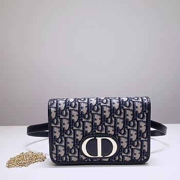 Dior Montaigne Blue Oblique Jacquard 9909 Size 19x12.5x4cm