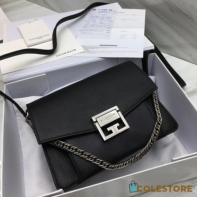 Givenchy Small GV3 Black Silver Chain Shoulder Bag BB501 Size 22x14x8cm  - 1