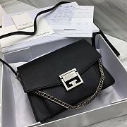 Givenchy Small GV3 Black Silver Chain Shoulder Bag BB501 Size 22x14x8cm  - 1