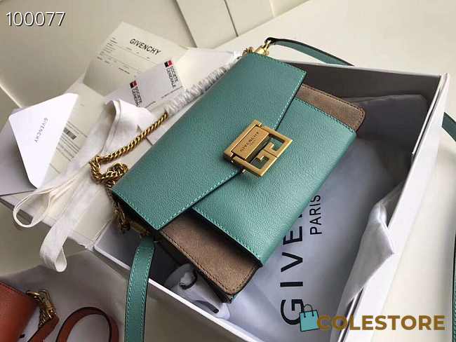 Givenchy Small GV3 Shoulder Bag With Blue Goatskin BB501 Size 22x14x8cm  - 1