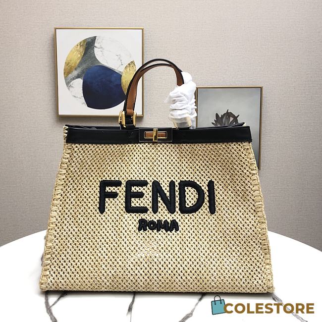 Fendi Peekaboo X-Tote Natural Raffia Bag 8BH374 Size 41x16x21.5cm  - 1