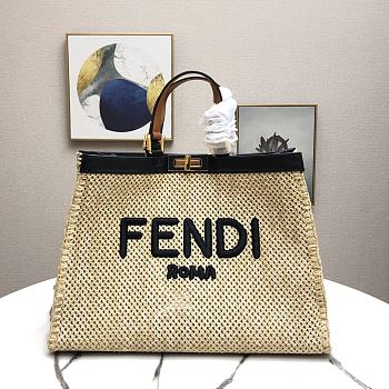 Fendi Peekaboo X-Tote Natural Raffia Bag 8BH374 Size 41x16x21.5cm 