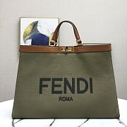 Fendi Peekaboo X-Tote Natural Embroidered Green Canvas 8BH374 Size 41x16x21.5cm  - 1