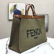 Fendi Peekaboo X-Tote Natural Embroidered Green Canvas 8BH374 Size 41x16x21.5cm  - 5