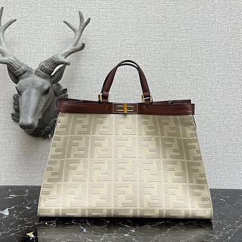 Fendi Peekaboo X-Tote Natural Embroidered White Canvas 8BH374 Size 41x16x21.5cm 