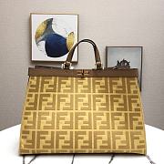 Fendi Peekaboo X-Tote Natural Embroidered Yellow Canvas 8BH374 Size 41x16x21.5cm  - 1