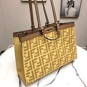 Fendi Peekaboo X-Tote Natural Embroidered Yellow Canvas 8BH374 Size 41x16x21.5cm  - 5