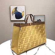 Fendi Peekaboo X-Tote Natural Embroidered Yellow Canvas 8BH374 Size 41x16x21.5cm  - 4