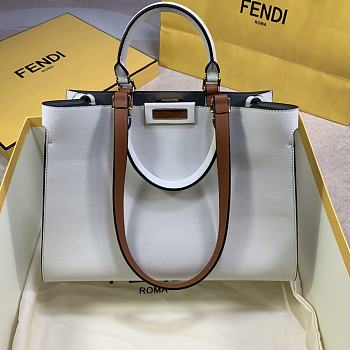 Fendi Peekaboo X-Tote Bag With White Leather 8BH374 Size 35x26x13cm