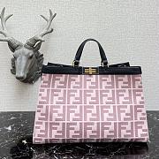 Fendi Peekaboo X-Tote Natural Embroidered Pink Canvas 8BH374 Size 41x16x21.5cm  - 1