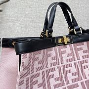 Fendi Peekaboo X-Tote Natural Embroidered Pink Canvas 8BH374 Size 41x16x21.5cm  - 3