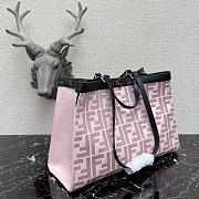 Fendi Peekaboo X-Tote Natural Embroidered Pink Canvas 8BH374 Size 41x16x21.5cm  - 4