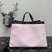 Fendi Peekaboo X-Tote Natural Embroidered Pink Canvas 8BH374 Size 41x16x21.5cm  - 5