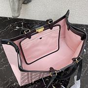 Fendi Peekaboo X-Tote Natural Embroidered Pink Canvas 8BH374 Size 41x16x21.5cm  - 6