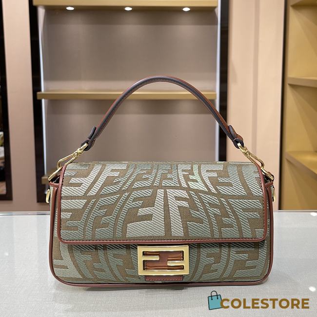 Fendi Baguatte Grey Fabric Bag 8BR60 Size: 28×6×14cm  - 1