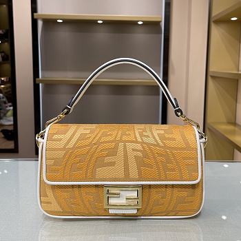 Fendi Baguatte Yellow Fabric Bag 8BR60 Size: 28×6×14cm 