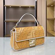 Fendi Baguatte Yellow Fabric Bag 8BR60 Size: 28×6×14cm  - 4