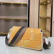 Fendi Baguatte Yellow Fabric Bag 8BR60 Size: 28×6×14cm  - 6