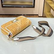 Fendi Baguatte Yellow Fabric Bag 8BR60 Size: 28×6×14cm  - 5