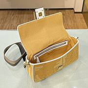 Fendi Baguatte Yellow Fabric Bag 8BR60 Size: 28×6×14cm  - 3