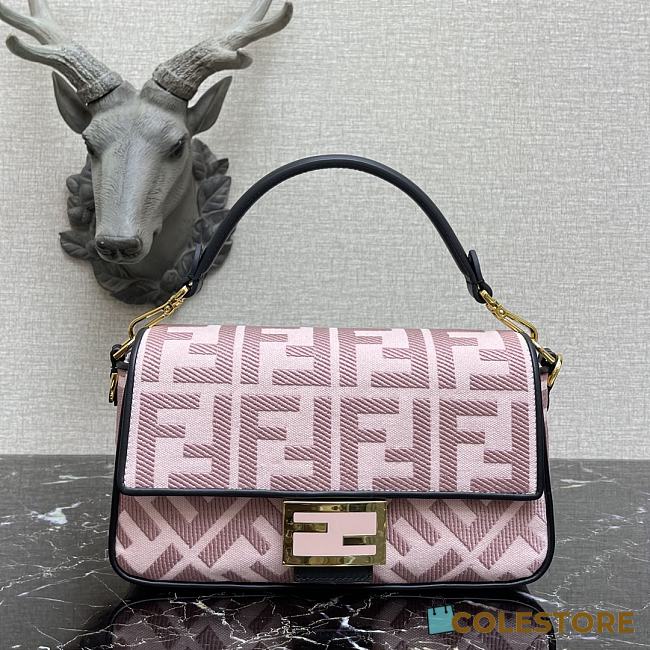 Fendi Baguatte Pink Fabric Bag 8BR60 Size: 28×6×14cm  - 1