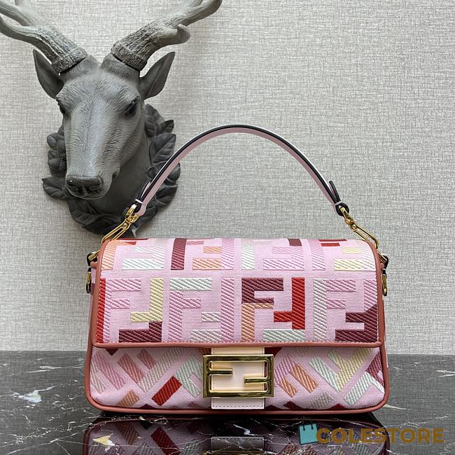 Fendi Baguatte Pink&RedFabric Bag 8BR60 Size: 28×6×14cm  - 1
