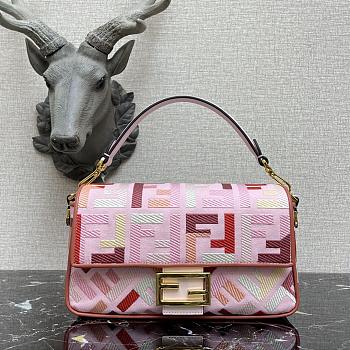 Fendi Baguatte Pink&RedFabric Bag 8BR60 Size: 28×6×14cm 