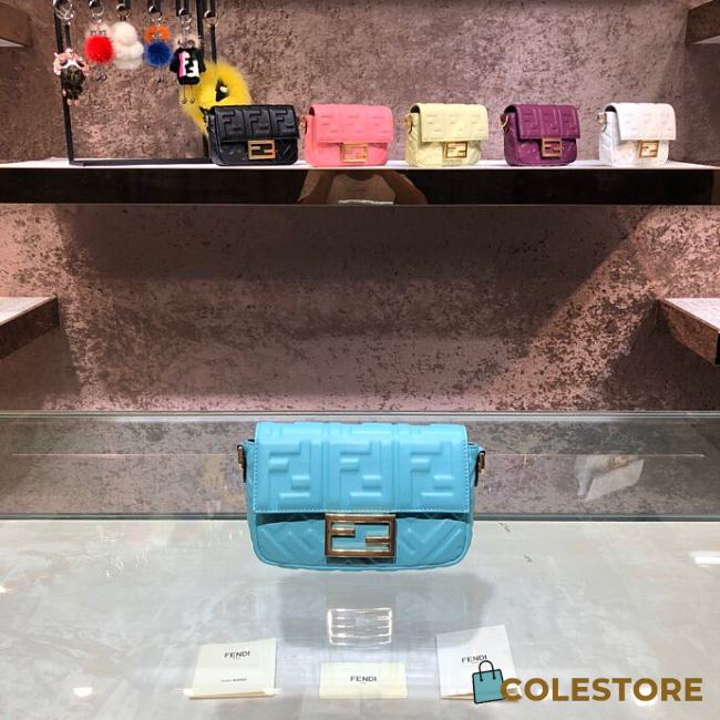 Fendi Baguatte Nappa With Blue Leather Bag 8BS01 Size: 4x18x11cm - 1
