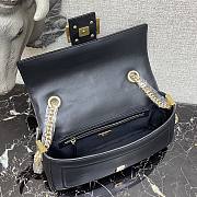 Fendi Baguatte Silver Chain Black Leather Bag 8BS01 Size: 27x6x13.5 cm - 5