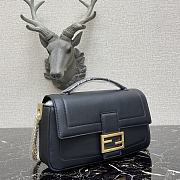 Fendi Baguatte Silver Chain Black Leather Bag 8BS01 Size: 27x6x13.5 cm - 6