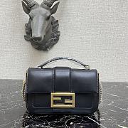 Fendi Baguatte Chain Black Leather Bag 8BS01 Size: 19x5x10cm - 1