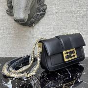 Fendi Baguatte Chain Black Leather Bag 8BS01 Size: 19x5x10cm - 2