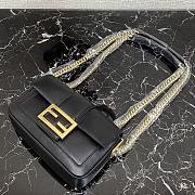Fendi Baguatte Chain Black Leather Bag 8BS01 Size: 19x5x10cm - 3