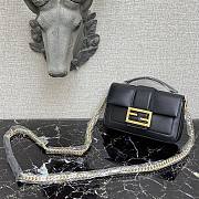 Fendi Baguatte Chain Black Leather Bag 8BS01 Size: 19x5x10cm - 4