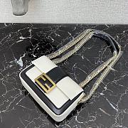 Fendi Baguatte Chain Black&White Leather Bag 8BS01 Size: 19x5x10cm - 6