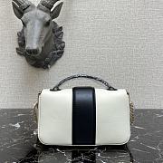 Fendi Baguatte Chain Black&White Leather Bag 8BS01 Size: 19x5x10cm - 5