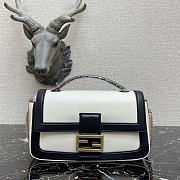 Fendi Baguatte Chain Black&White Leather Bag 8BS01 Size: 27x6x13.5cm - 1