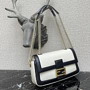 Fendi Baguatte Chain Black&White Leather Bag 8BS01 Size: 27x6x13.5cm - 6