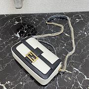 Fendi Baguatte Chain Black&White Leather Bag 8BS01 Size: 27x6x13.5cm - 4