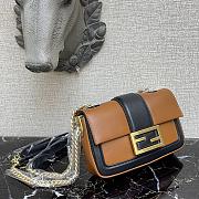 Fendi Baguatte Chain Black&Brown Leather Bag 8BS01 Size: 27x6x13.5cm - 6
