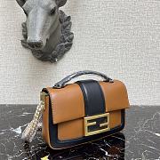 Fendi Baguatte Chain Black&Brown Leather Bag 8BS01 Size: 27x6x13.5cm - 5