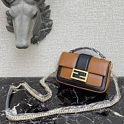 Fendi Baguatte Chain Black&Brown Leather Bag 8BS01 Size: 27x6x13.5cm - 2