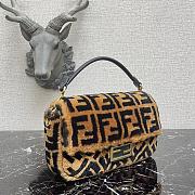 Fendi Baguatte Chain Brown SheepSkin Large Bag 8BS01 Size: 27x7x15cm - 5