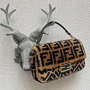 Fendi Baguatte Chain Brown SheepSkin Large Bag 8BS01 Size: 27x7x15cm - 2