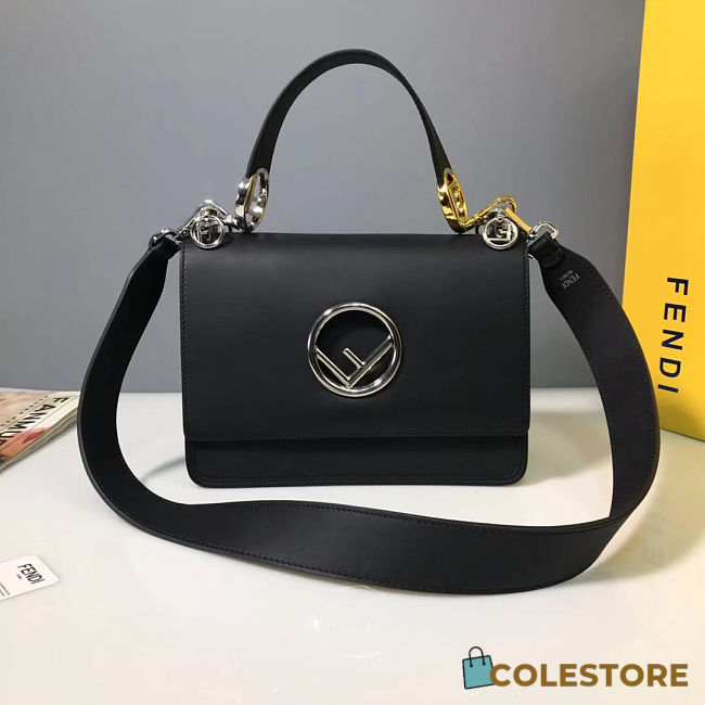 Fendi Kan I Hand Bag Black Leather 8BT284 Size 25cm - 1