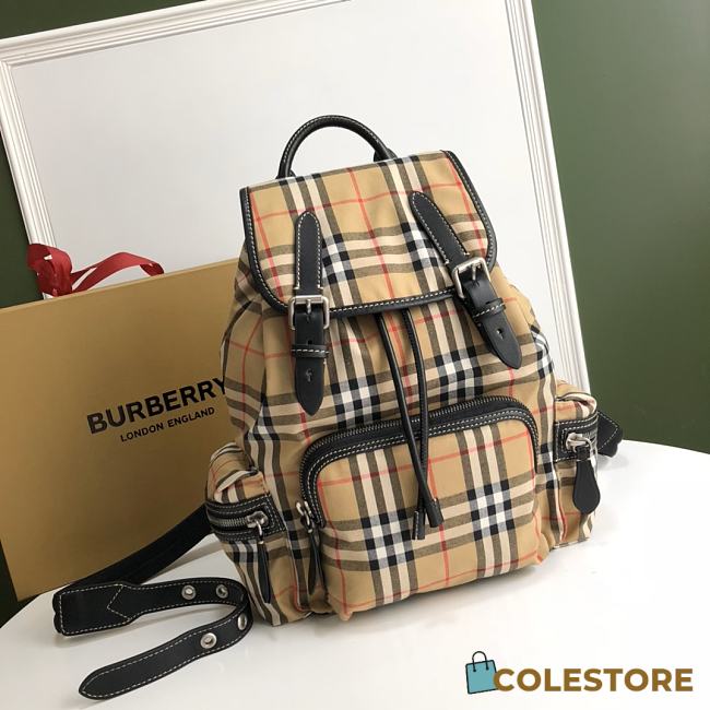 Burberry Beige Medium Check Rucksack Backpack 211376 Size 22x33cm - 1